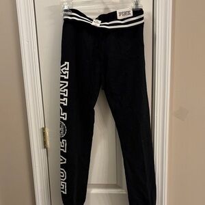 NWT PINK Victoria's Secret Gym Pant black speckled. Size XS